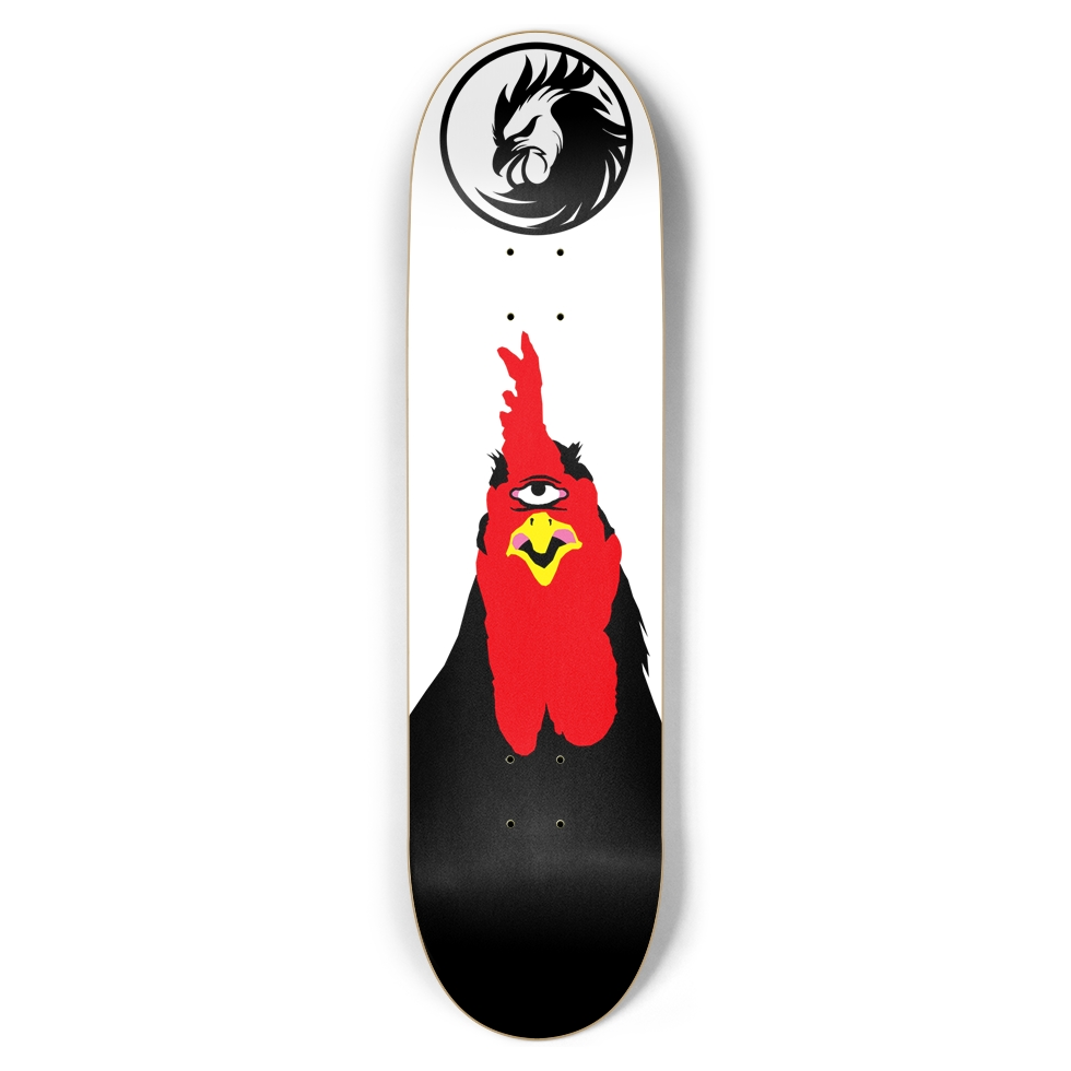 Planche de skateboard avec coq à un œil